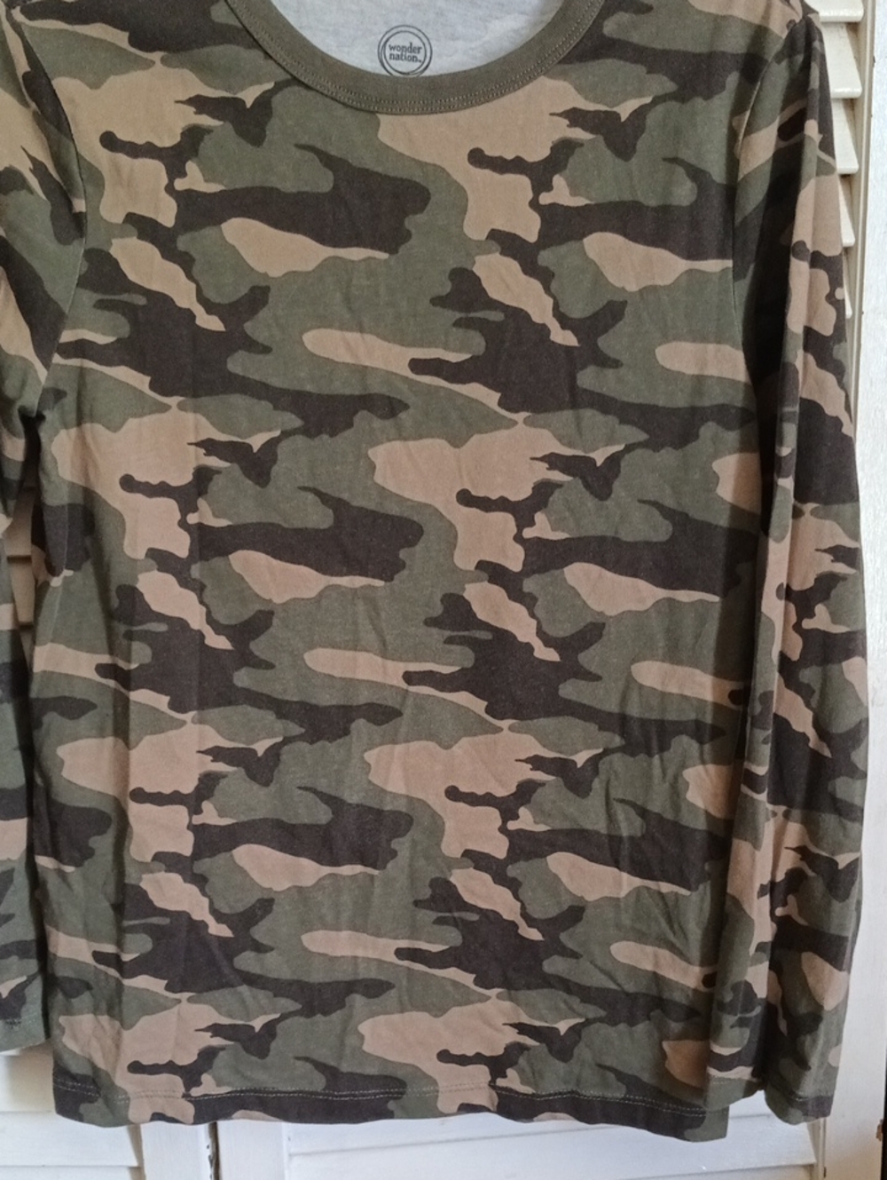 wonder nation Green and Tan Camo Long Sleeve Tee